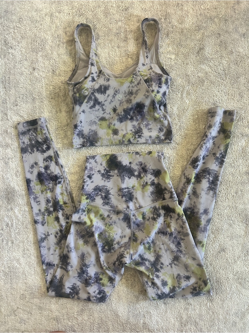 Lululemon Align Olive, Gray & Black Tie-Dye High-Rise Leggings